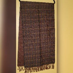 Ermenegildo Zegna 100% Wool Scarf Brown, Gold & Rust